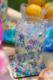 Painted Hydrangea's Can-shaped glass
