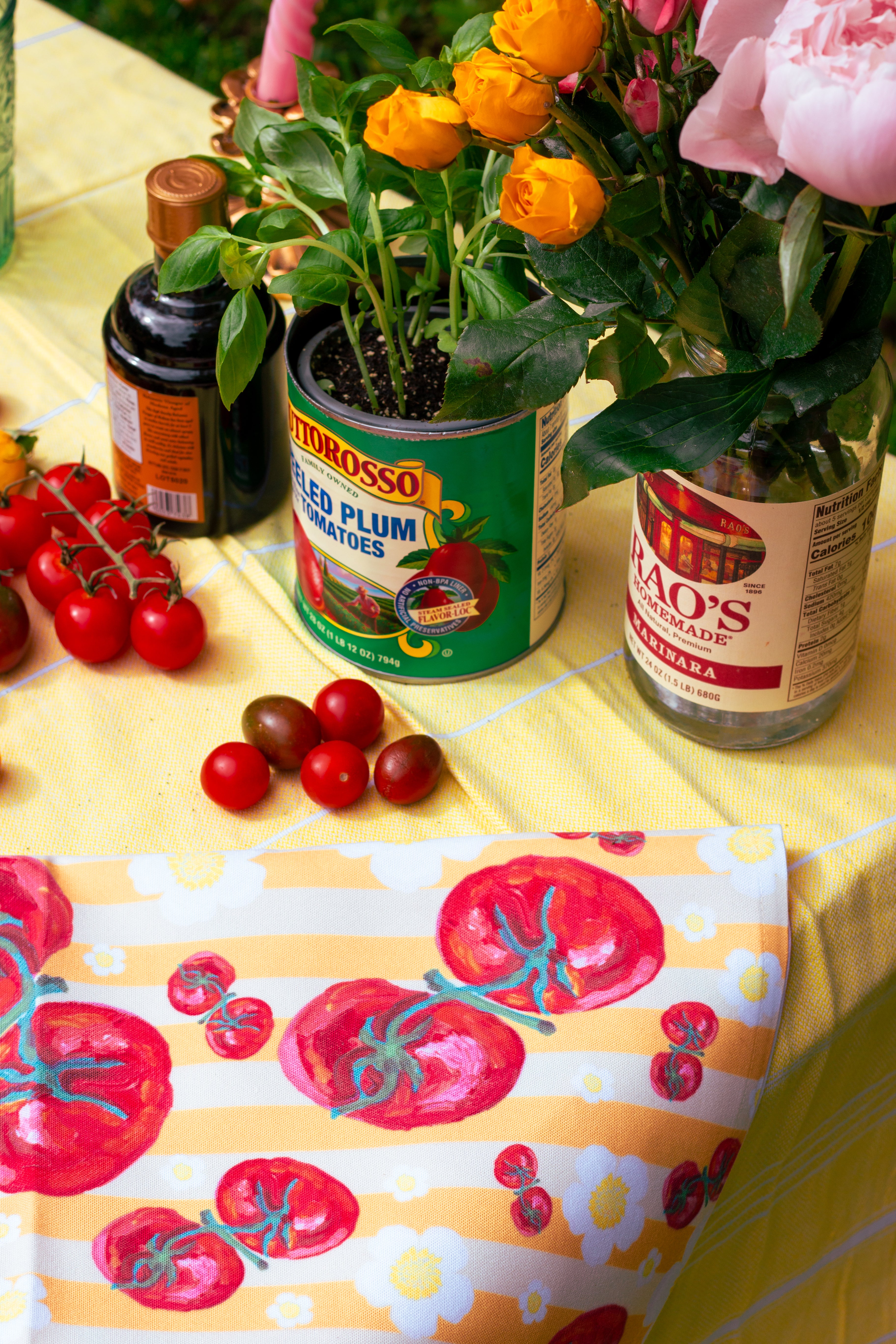 Yellow Stripe Tomato Napkin Set