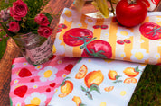 Yellow Stripe Tomato Napkin Set