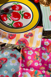 Yellow Stripe Tomato Napkin Set