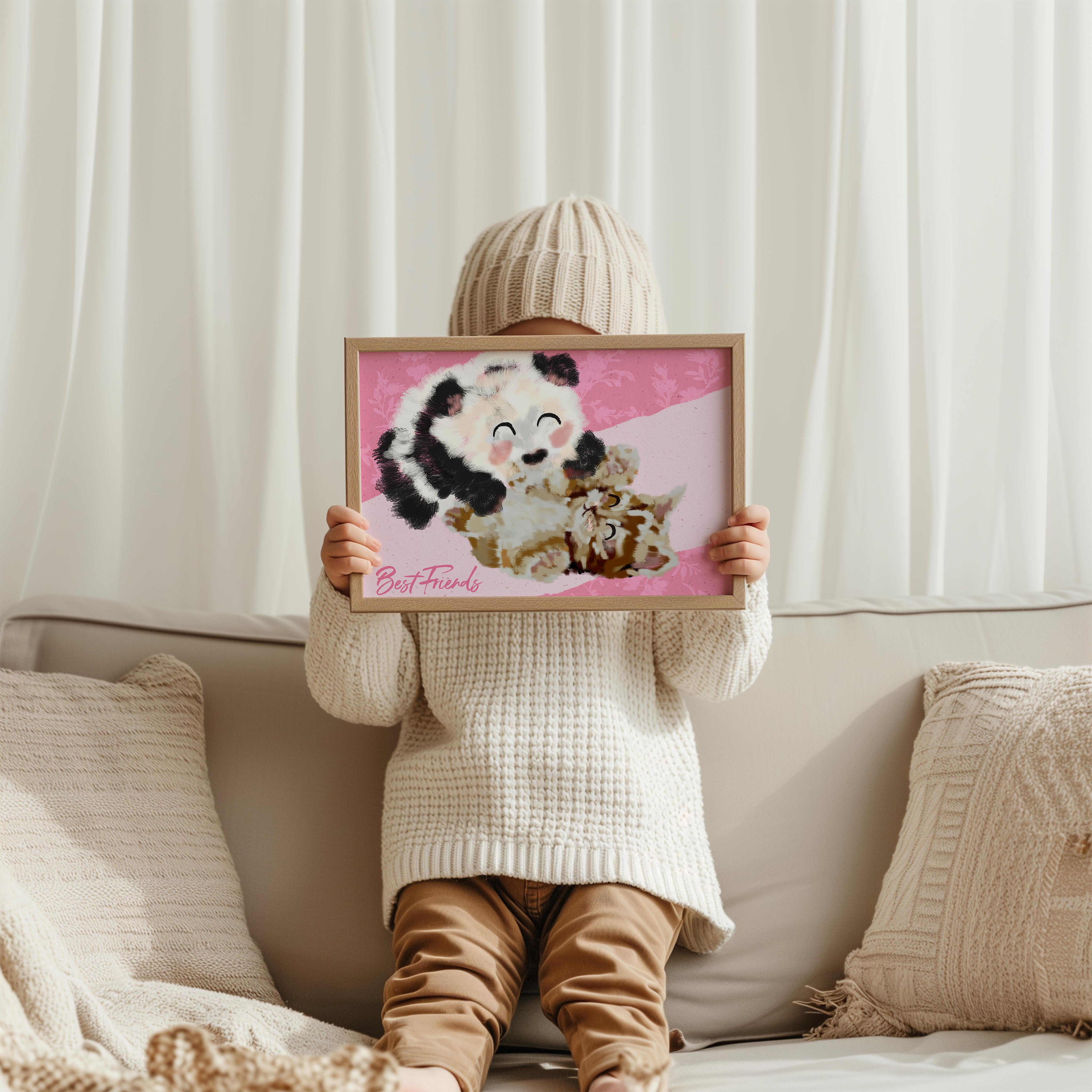 Best Friends Panda and Kitten Fine Art Print 🐼