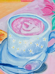 Tulips & Lattes Original Oil Painting 🌷