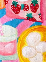 Strawberry Milk Original Oil Painting 🍓