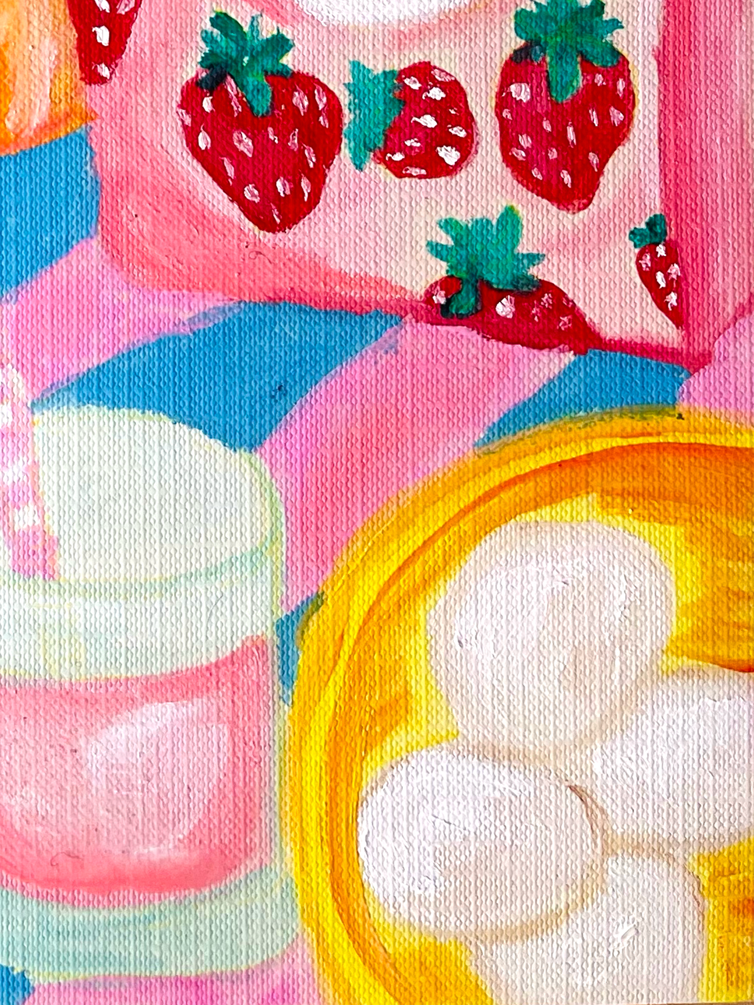 Strawberry Milk Original Oil Painting 🍓