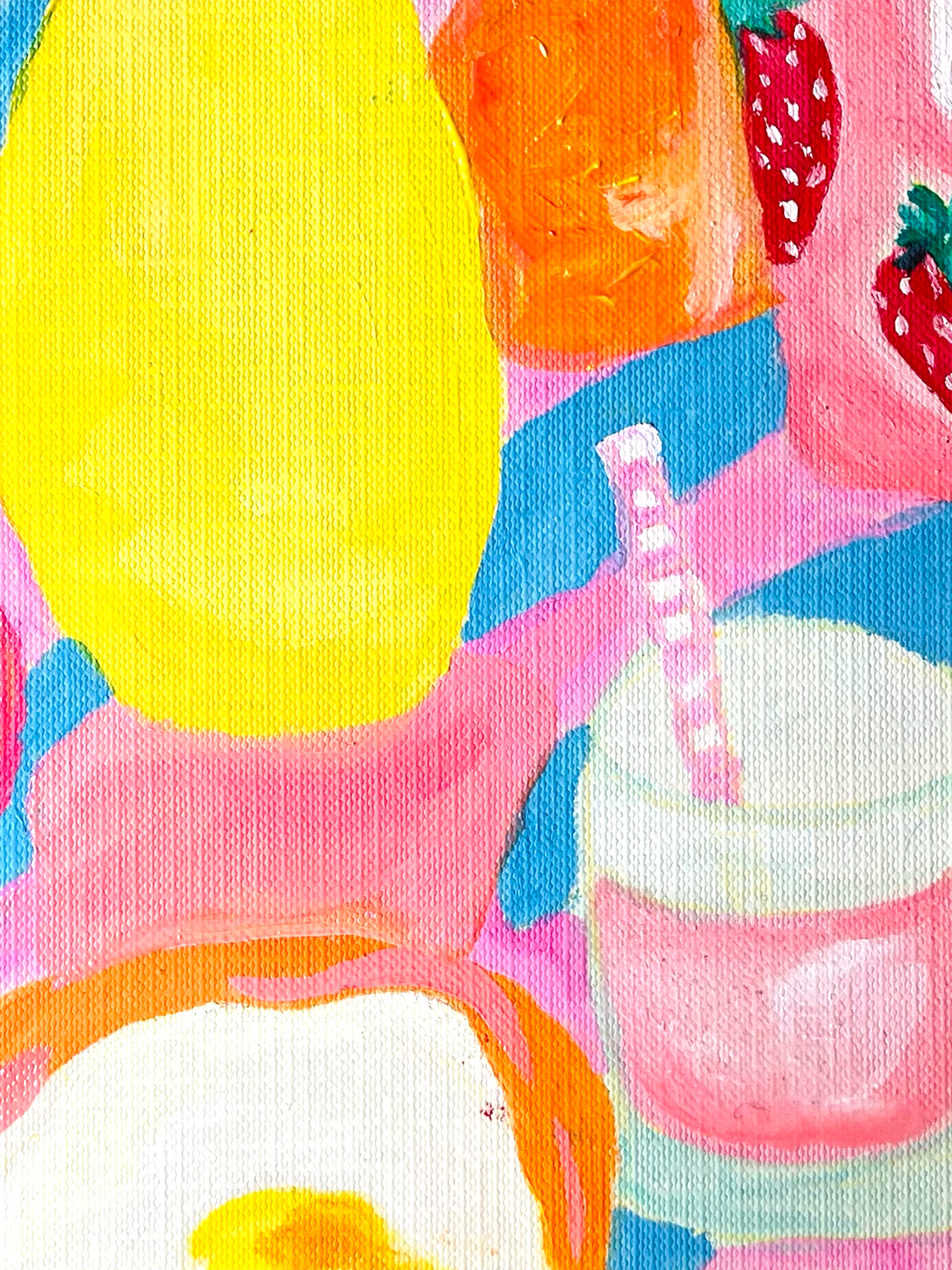Strawberry Milk Original Oil Painting 🍓