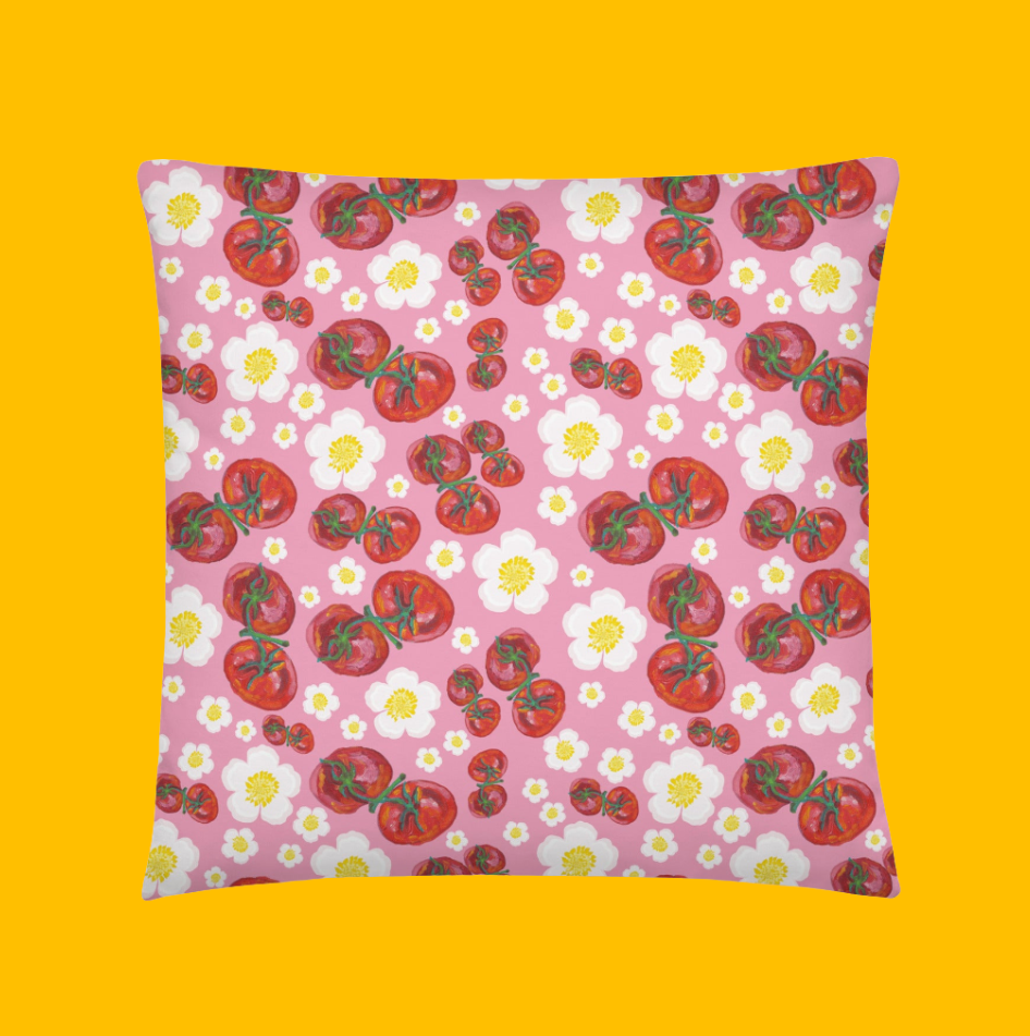 Floral Tomato | Square Pillow 🍅