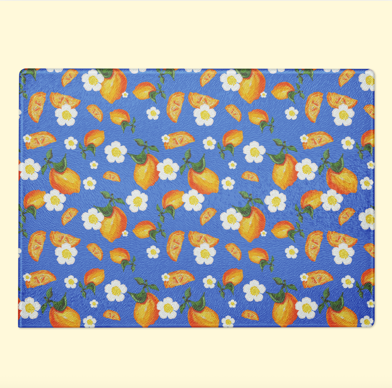 Floral Lemon Glass Cutting Board
