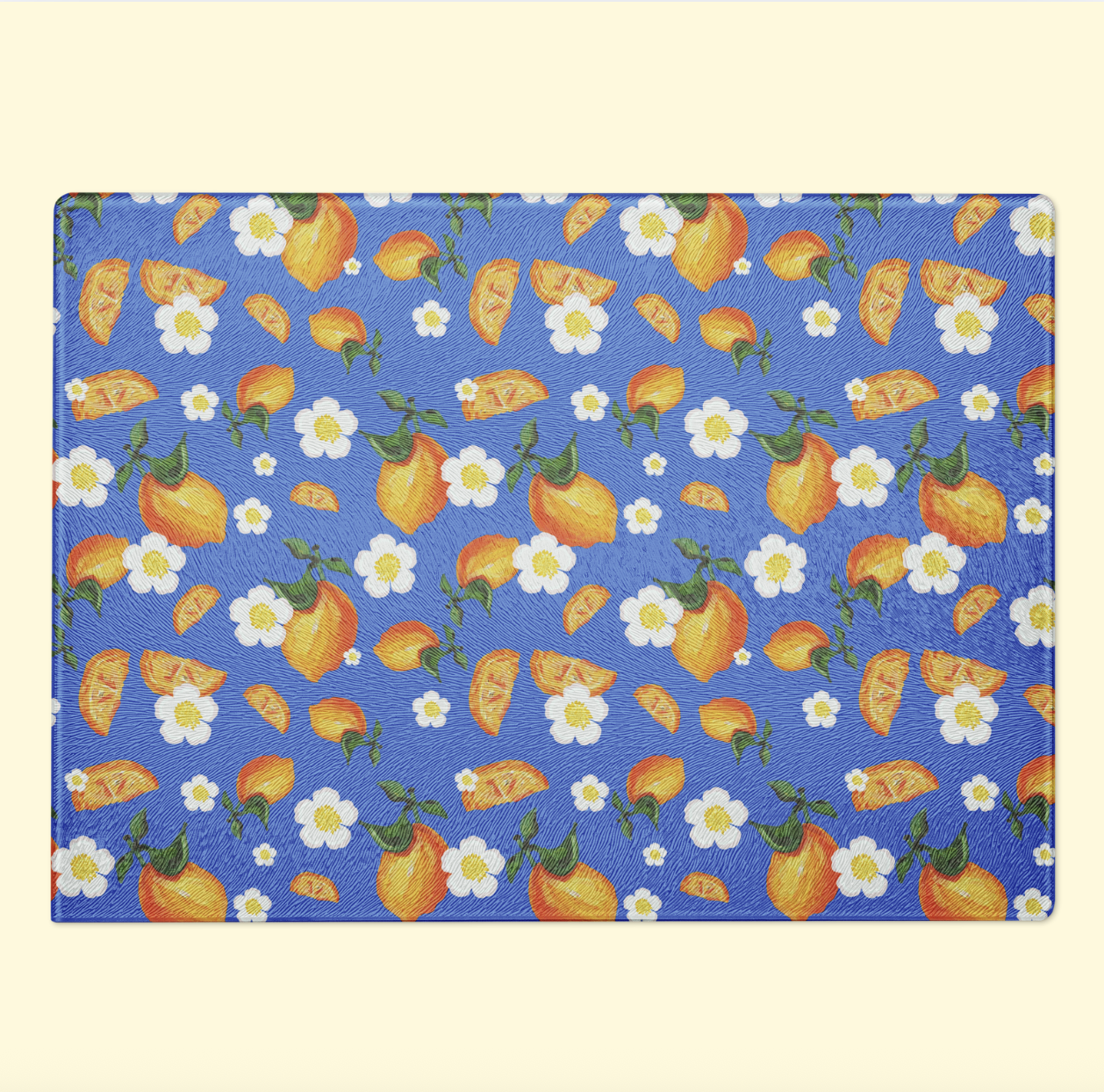 Floral Lemon | Glass Cutting Board 🍋