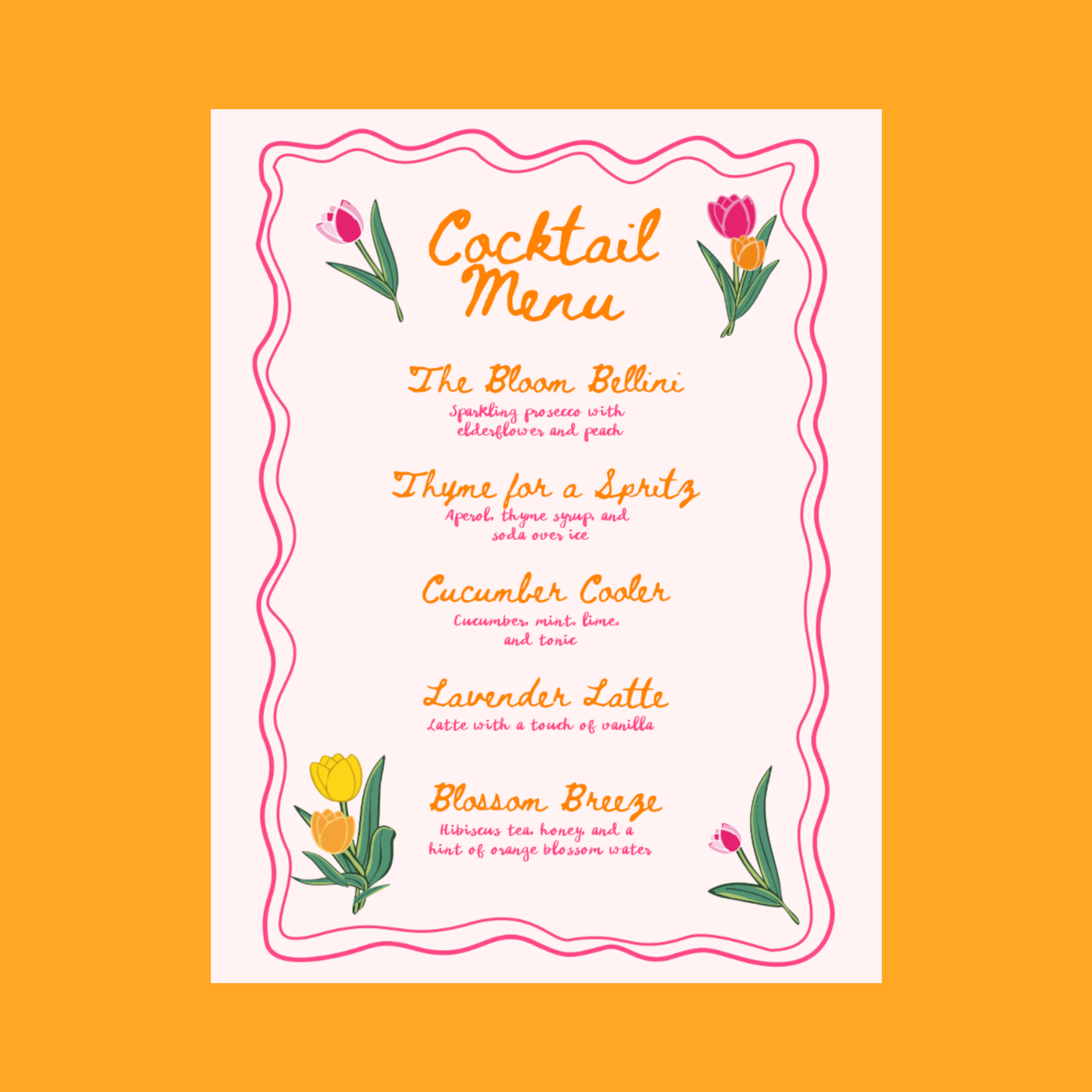 Tulip Garden Party Invite and Menu Canva Template 🌷