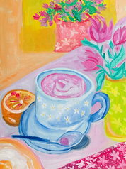 Tulips & Lattes Original Oil Painting 🌷