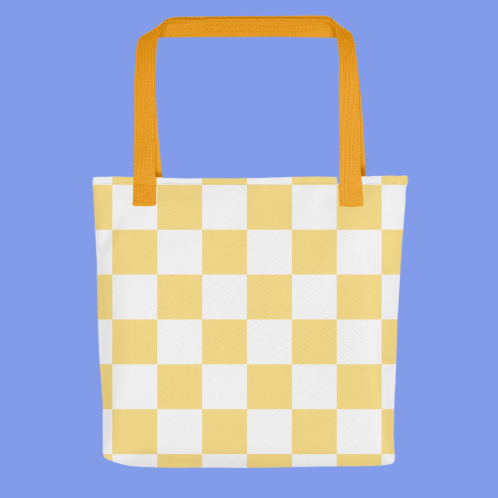 Trendy Retro Yellow Checkered Tote Bag 🌼