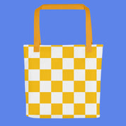 Trendy Retro Yellow Checkered Tote Bag 🌼