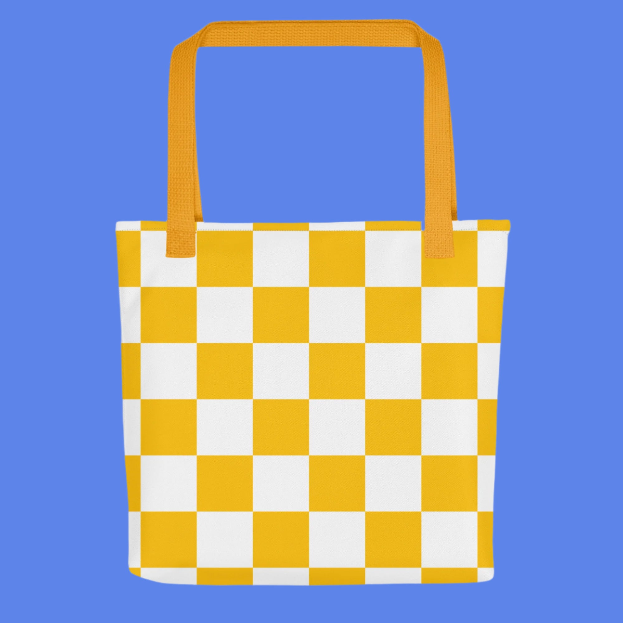 Trendy Retro Yellow Checkered Tote Bag 🌼
