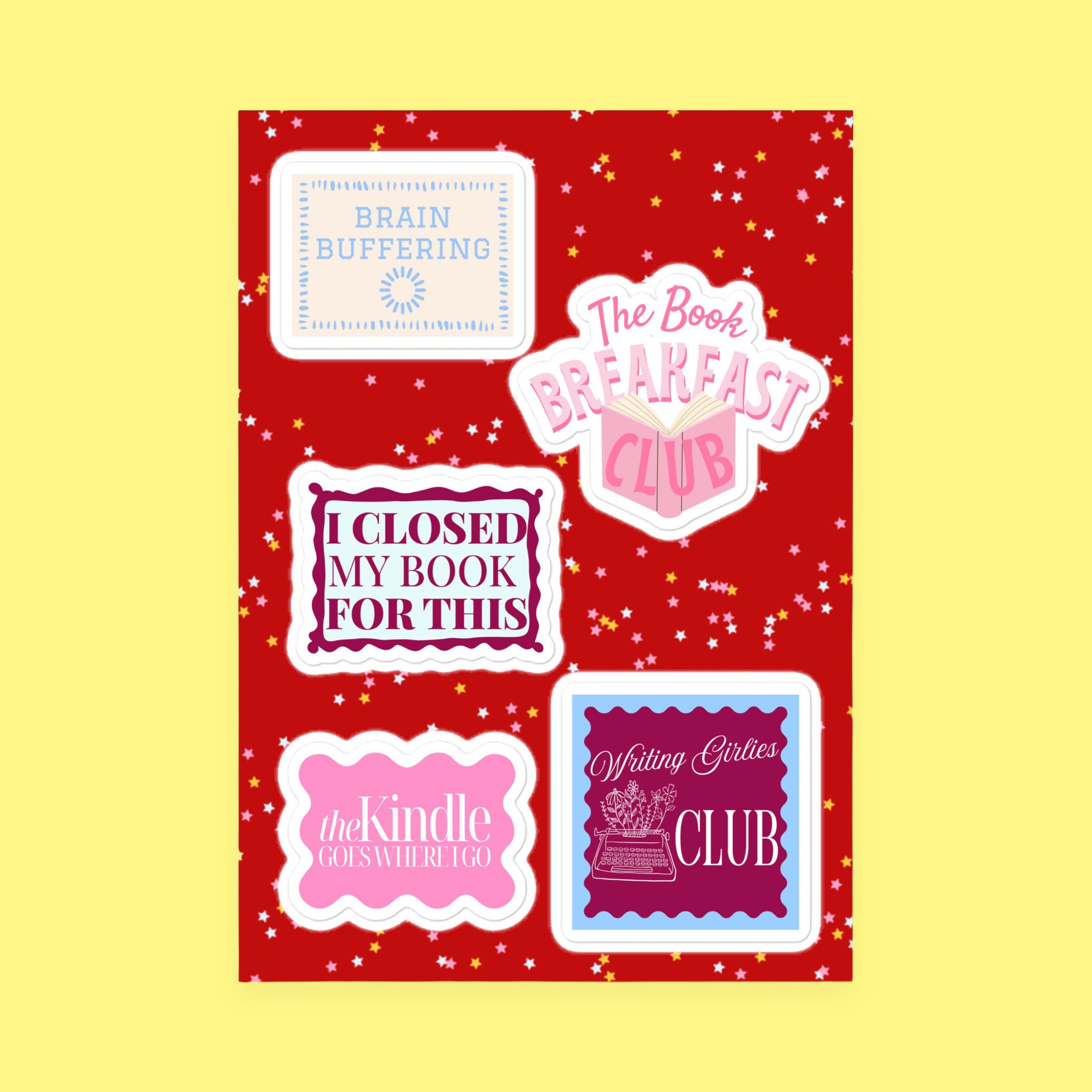 Book Club Sticker Sheet with the "Book Club" design