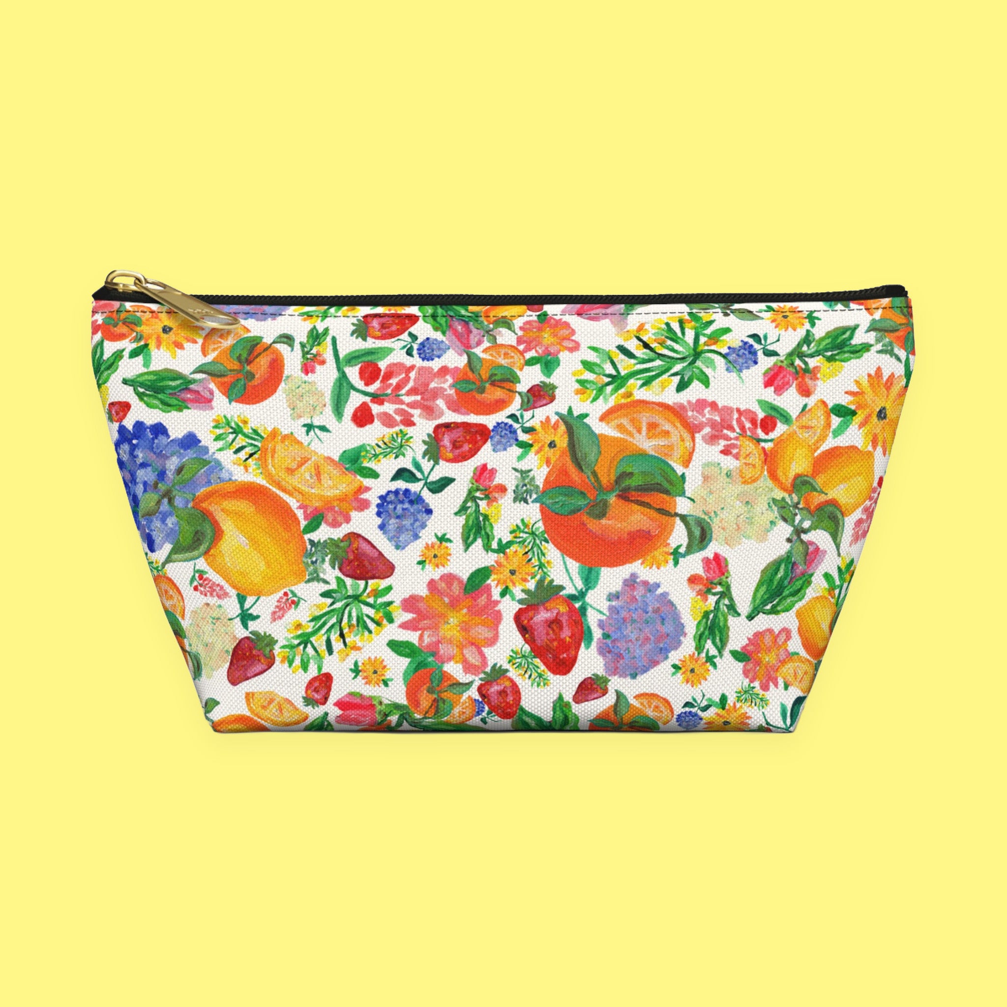 Citrus Blossom Accessory Pouch Floral Fruit Makeup Bag