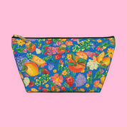 Citrus Garden in Blue Accessory Pouch with hand-painted lemons, oranges and blossoms