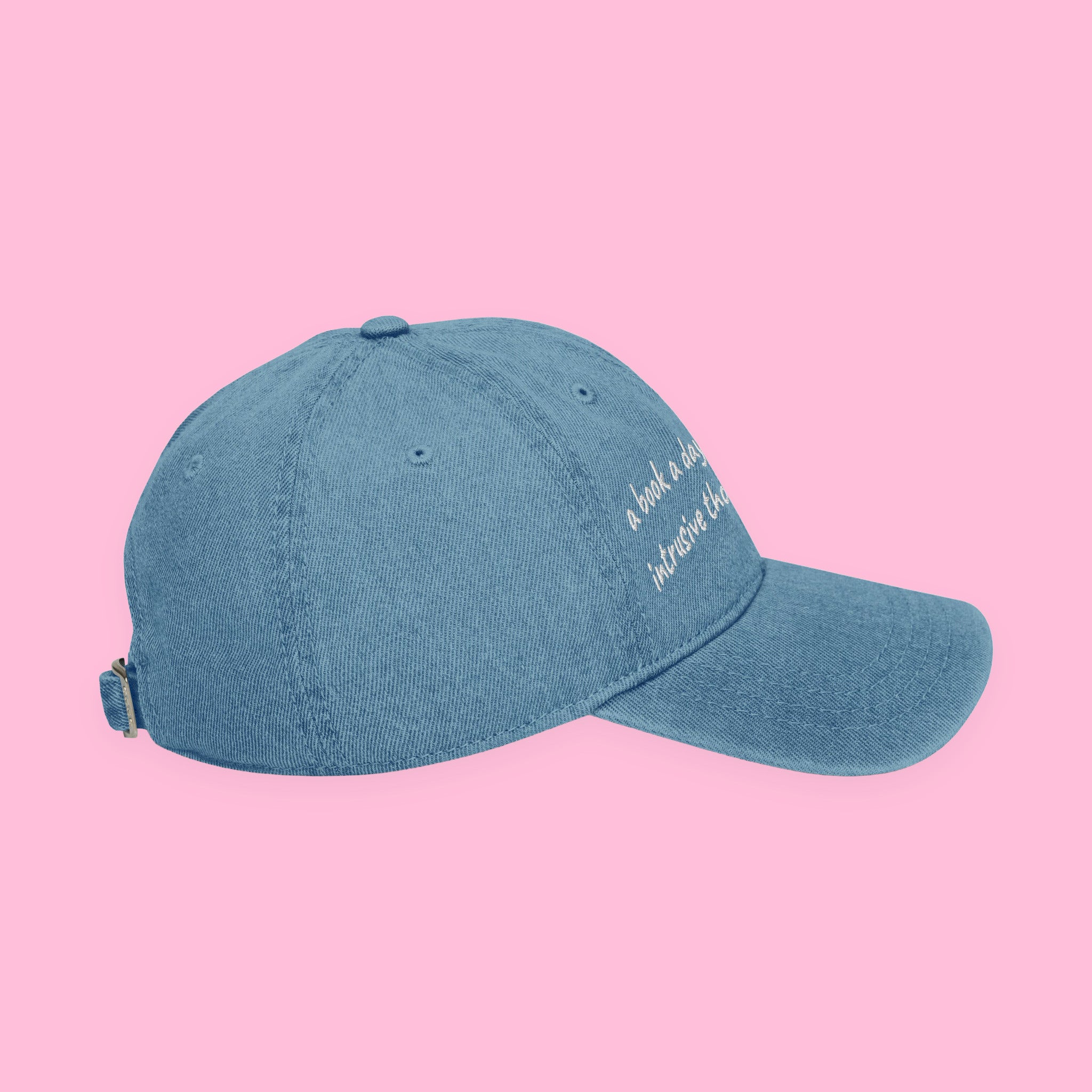 A Book a Day Embroidered Denim Hat with embroidered "A Book a Day" design — view 6 of 7