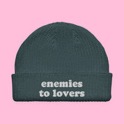 Enemies to Lovers Embroidered Fisherman Beanie with embroidered "Enemies to Lovers" design