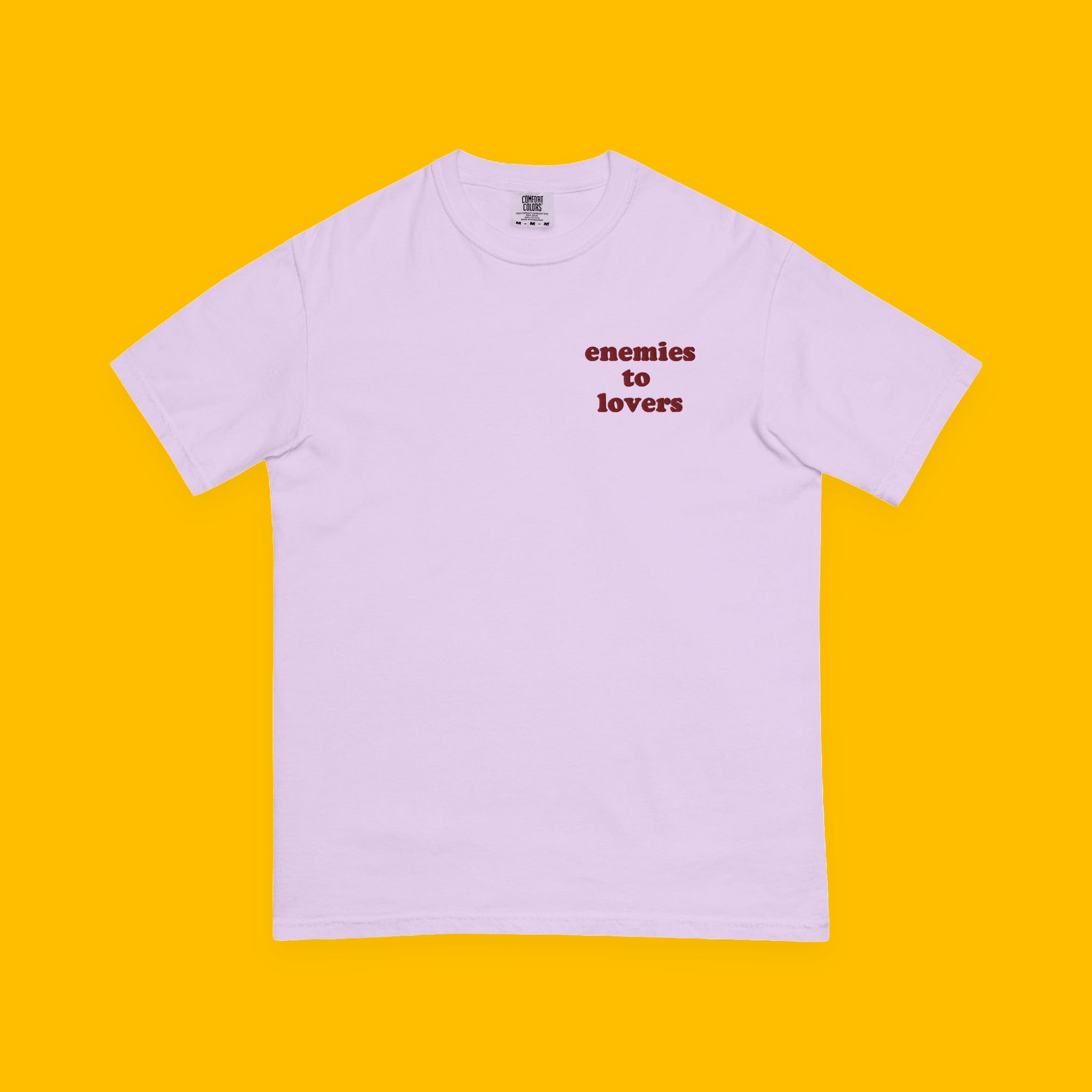 Enemies to Lovers Embroidered Heavyweight Tee with embroidered "Enemies to Lovers" design
