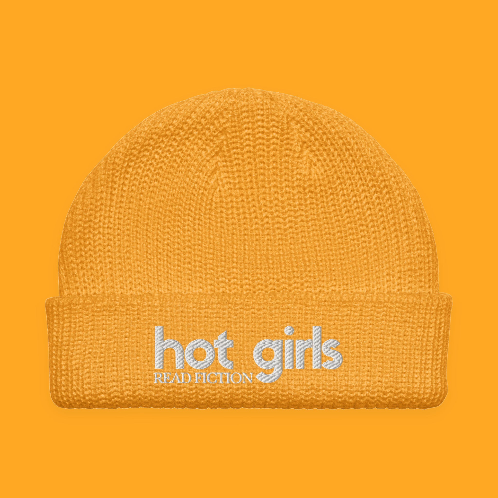 Hot Girls Read Fiction Embroidered Fisherman Beanie with embroidered "Hot Girls Read Fiction" design — view 4 of 4