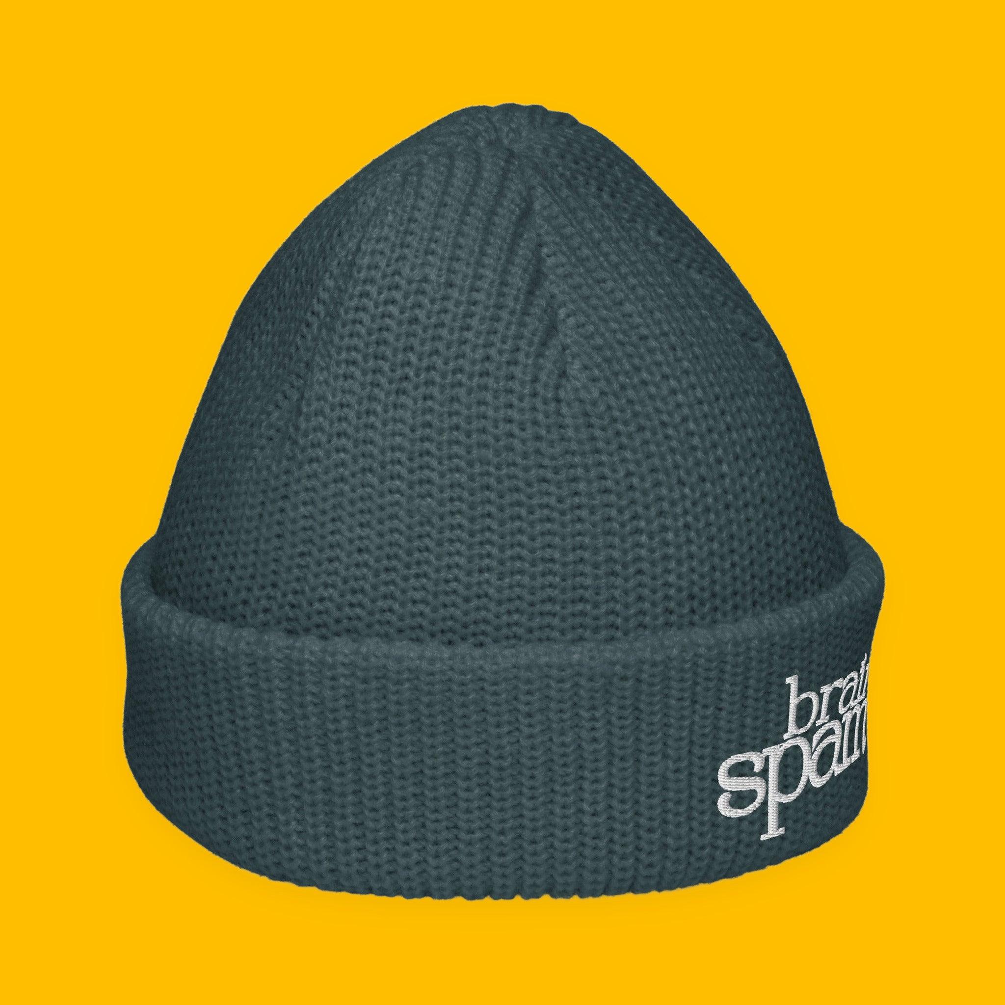 Brain Spam Embroidered Fisherman Beanie with embroidered "Brain Spam" design — view 4 of 10