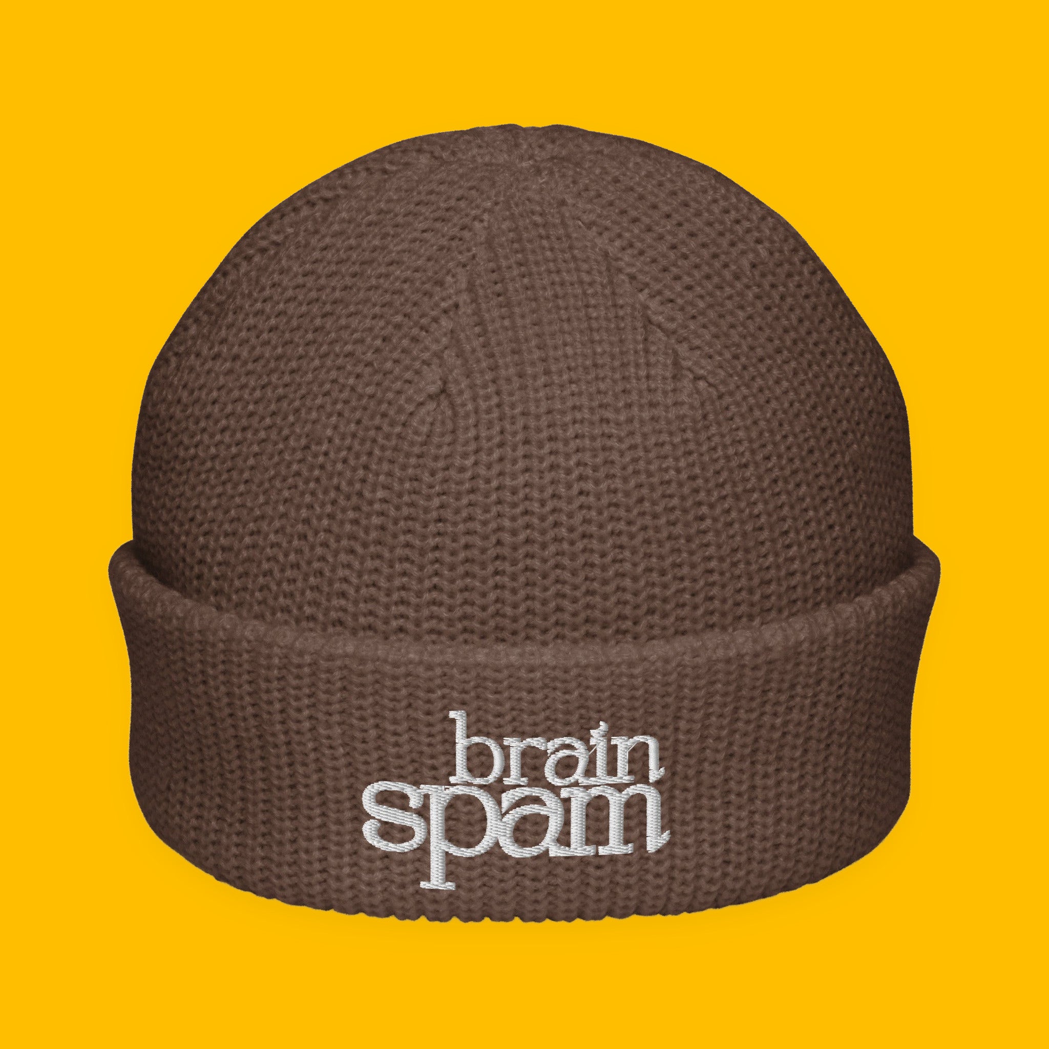 Brain Spam Embroidered Fisherman Beanie with embroidered "Brain Spam" design — view 5 of 10