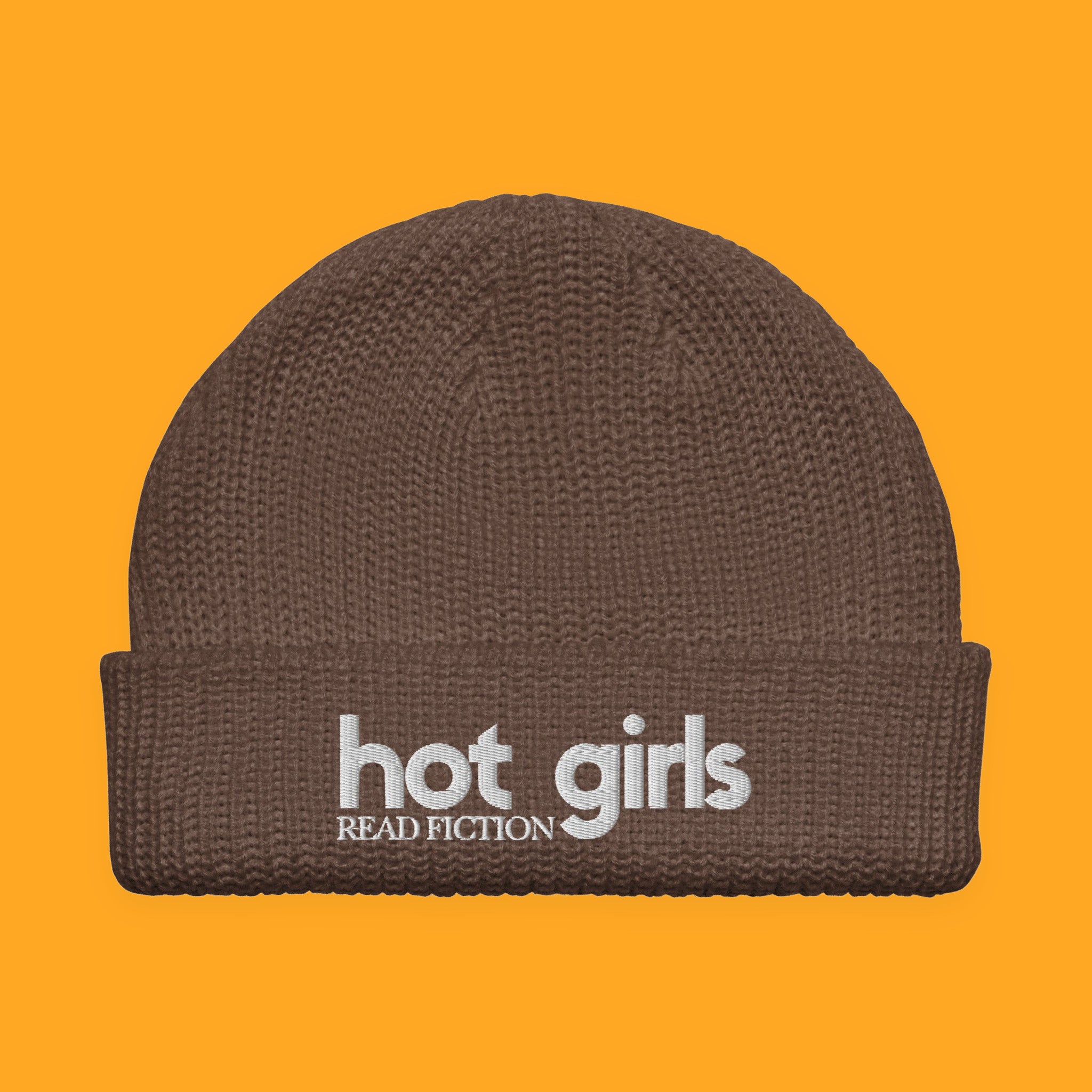 Hot Girls Read Fiction Embroidered Fisherman Beanie with embroidered "Hot Girls Read Fiction" design — view 3 of 4