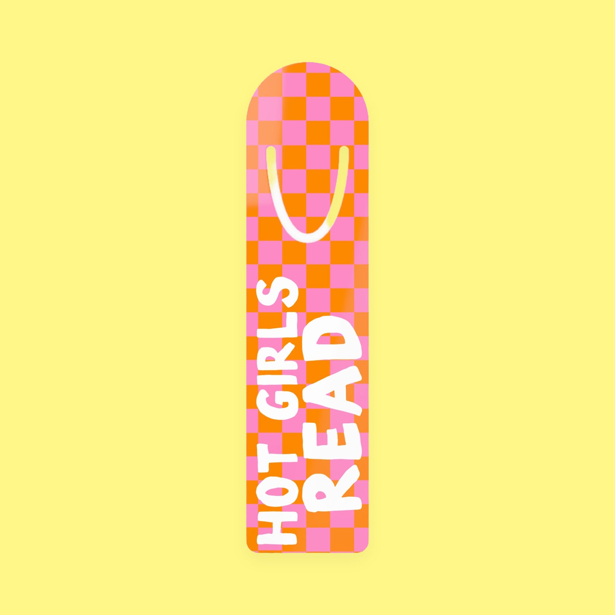 Hot Girl's Read Bookmark Pink Orange Checkerboard Metal Bookmark