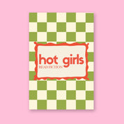 Hot Girls Read Fiction 24x36 bookish wall art poster on a pink background