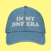 In My DNF Era Embroidered Denim Hat with embroidered "In My DNF Era" design