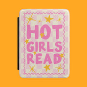 Kindle Case "Hot Girls Read" Pink Checkered E Reader Cover