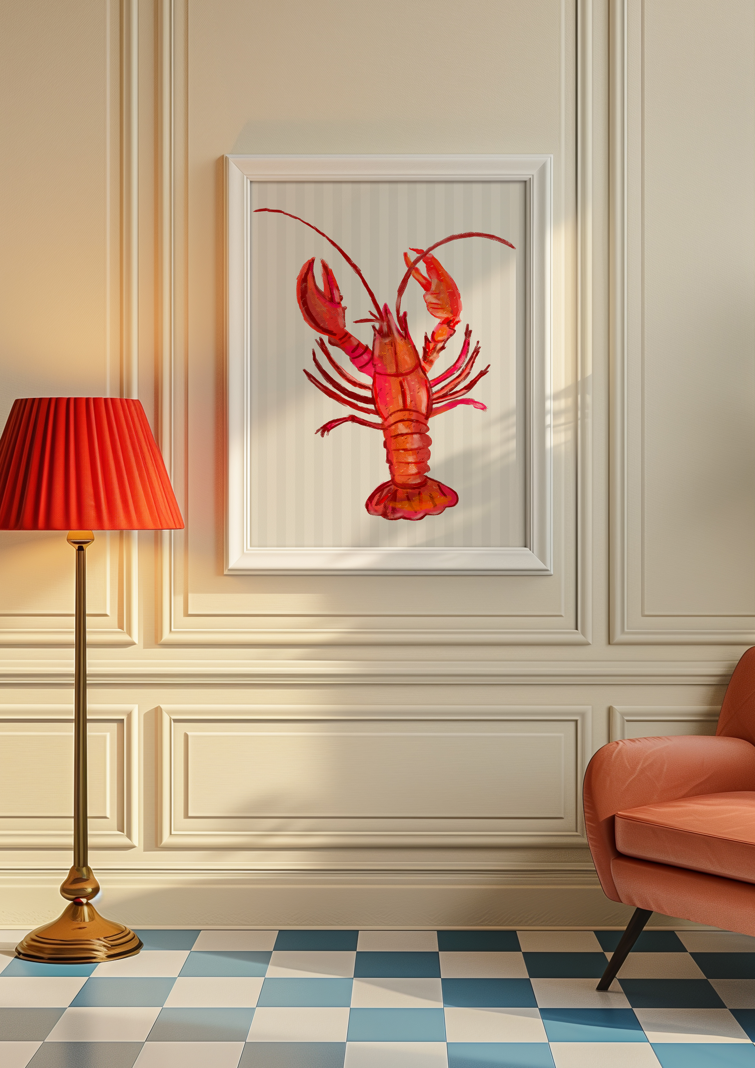 Striped Nautical Lobster 🦞 | Fine Art Print