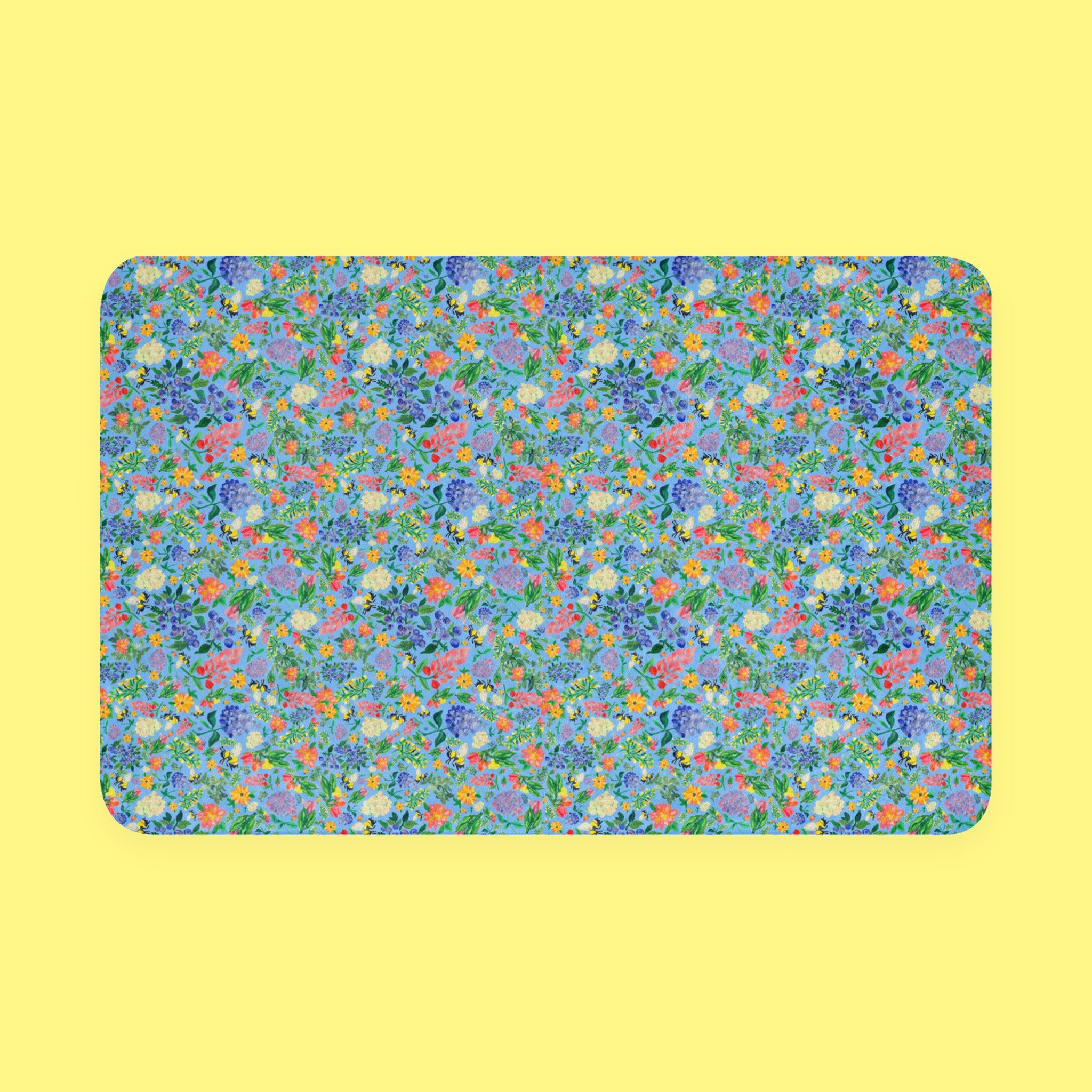 Mom's Garden in Blue Sherpa Throw Blanket with hand-painted garden florals