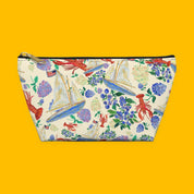 Nautical Hydrangea Accessory Pouch Sailboat & Lobster Cosmetic Bag