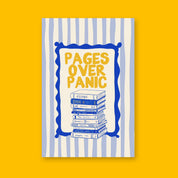 Pages Over Panic 24x36 bookish wall art poster on a golden yellow background