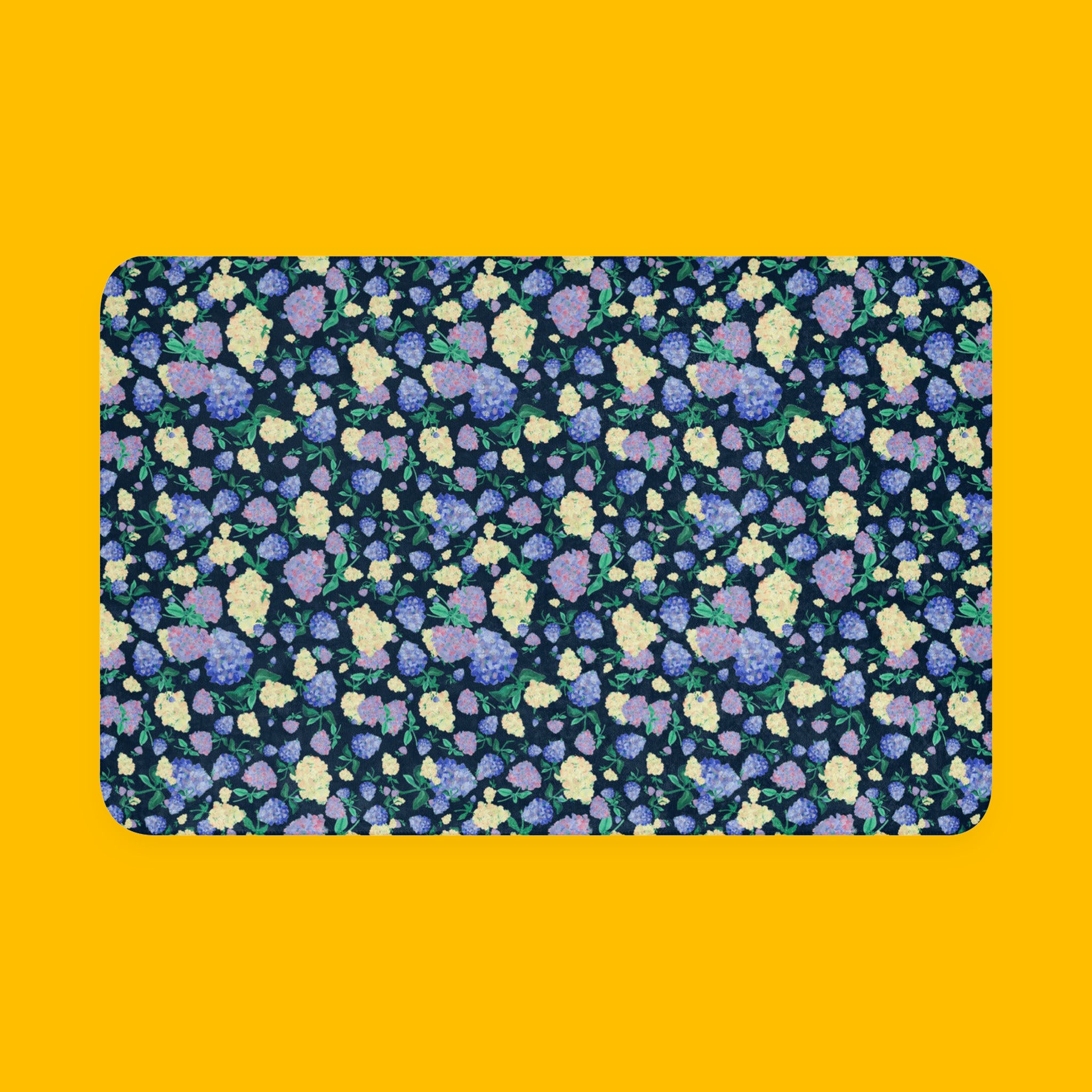 Painted Hydrangeas in Navy Sherpa Throw Blanket with painted hydrangeas