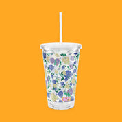 Painted Hydrangeas Tumbler with Lid & Straw, featuring painted hydrangeas