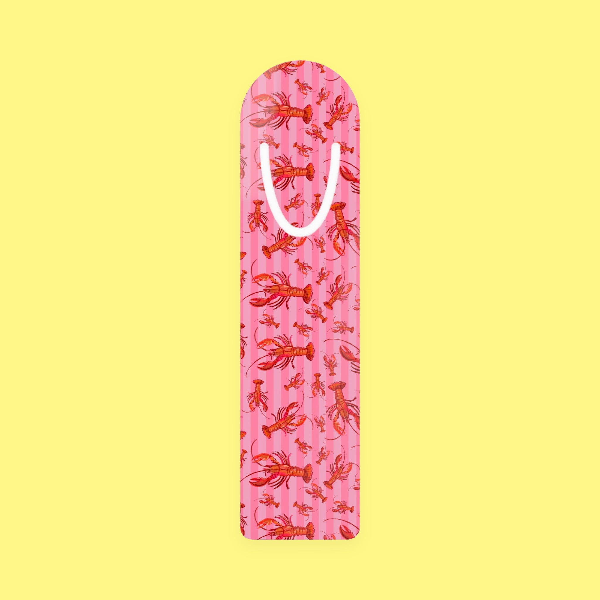 Pink Striped Lobster Metal Bookmark with lobsters