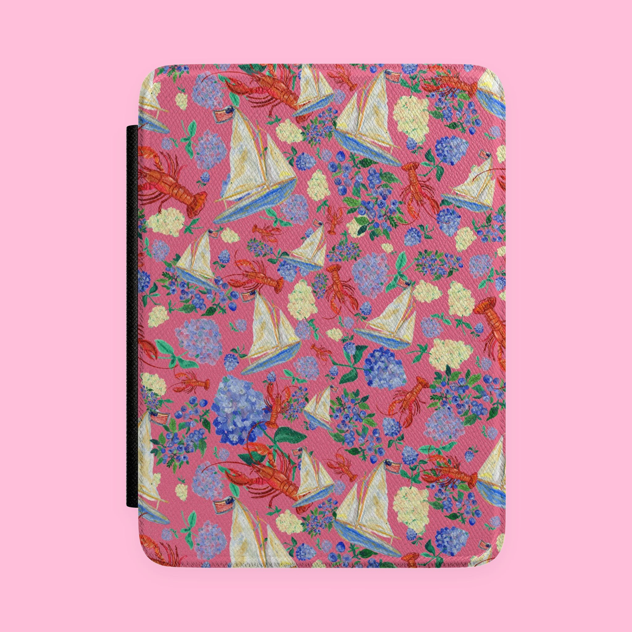 Sailboat Floral Kindle Case Pink Nautical Book Sleeve