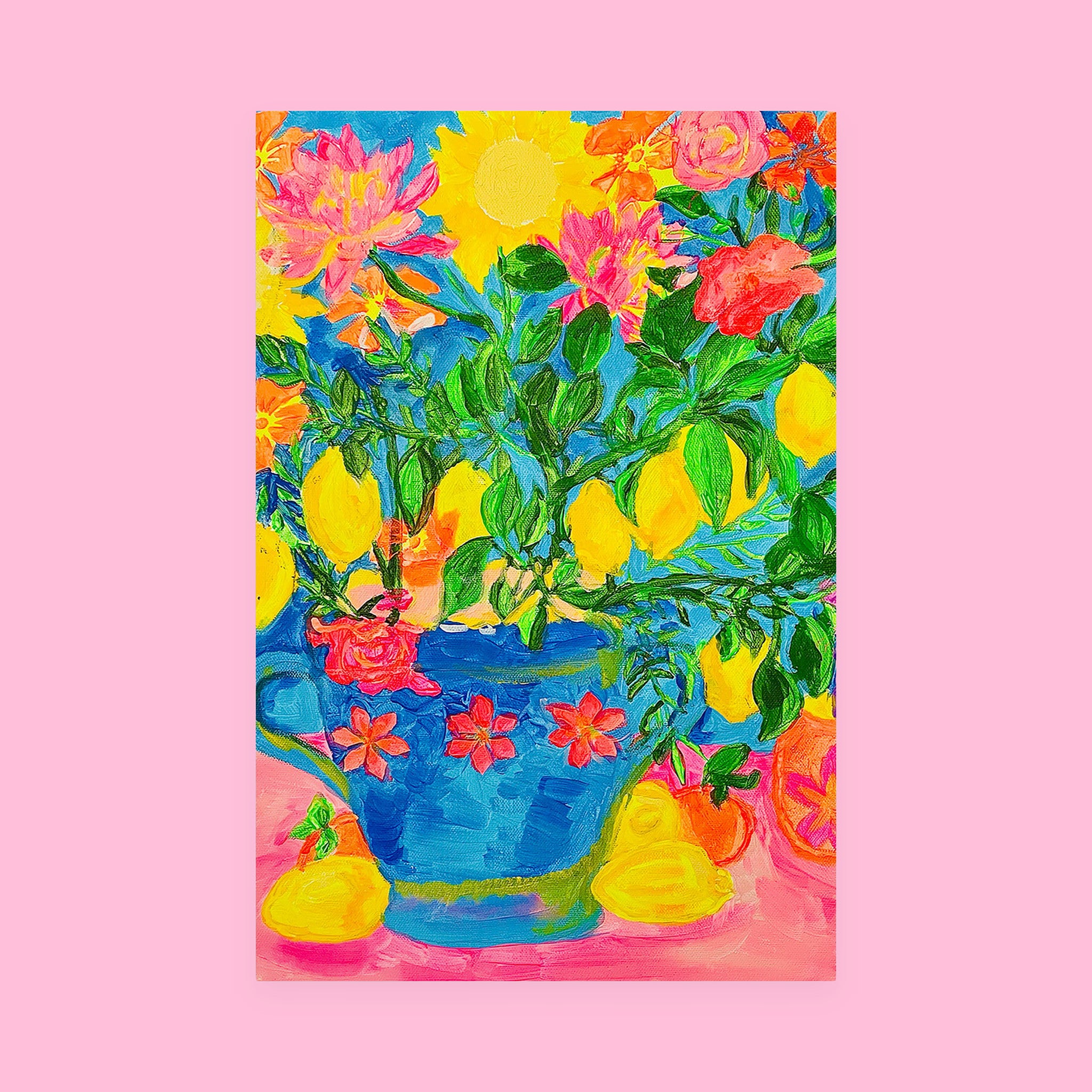 Summer Lemons Mini Art Print with hand-painted lemons — view 4 of 4