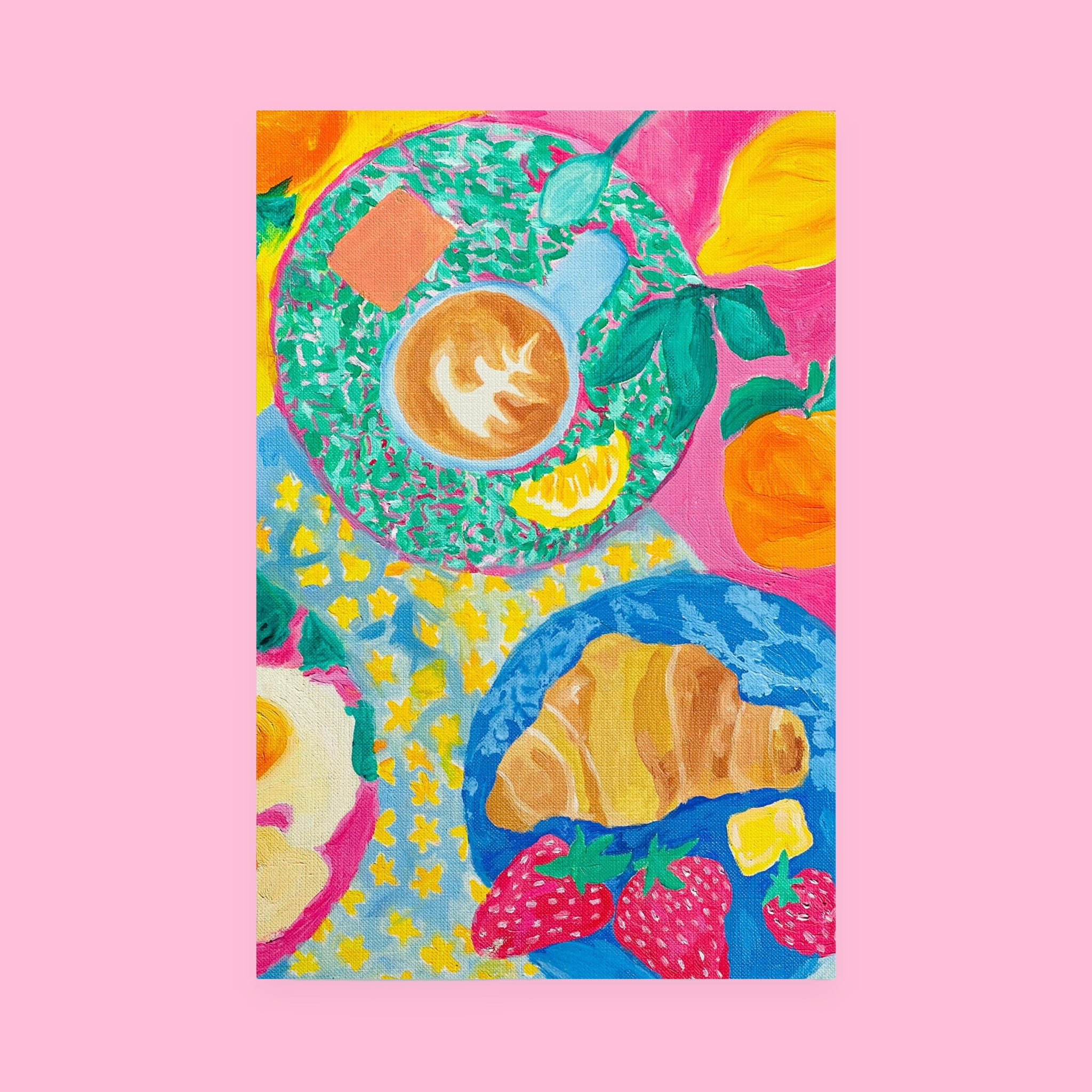 Summer Breakie Mini Art Print with a painted breakfast spread — view 5 of 5