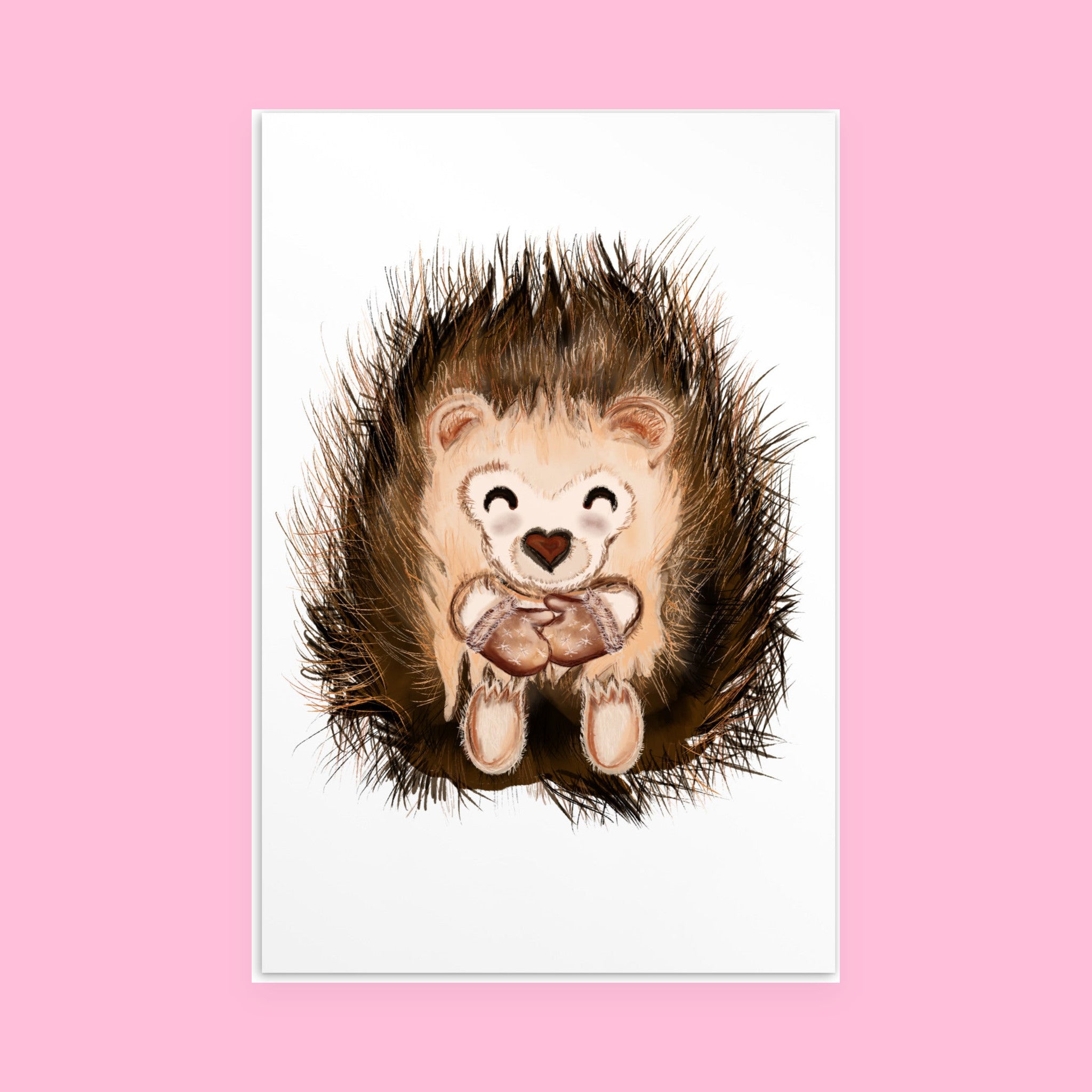 Porcupine Hugs Mini Art Print with original hand-painted artwork — view 3 of 3