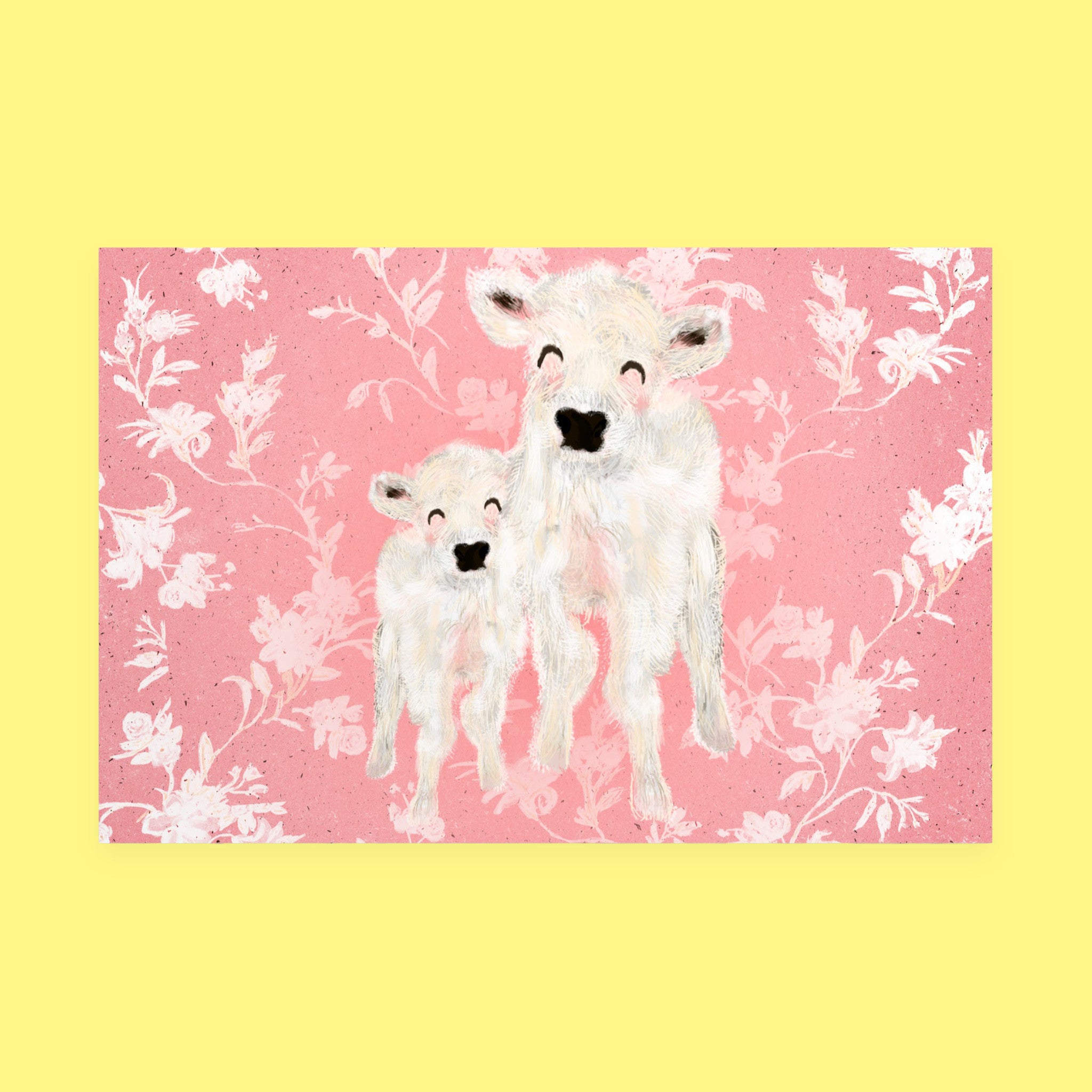 Baby Cows Mini Art Print with original hand-painted artwork — view 3 of 3
