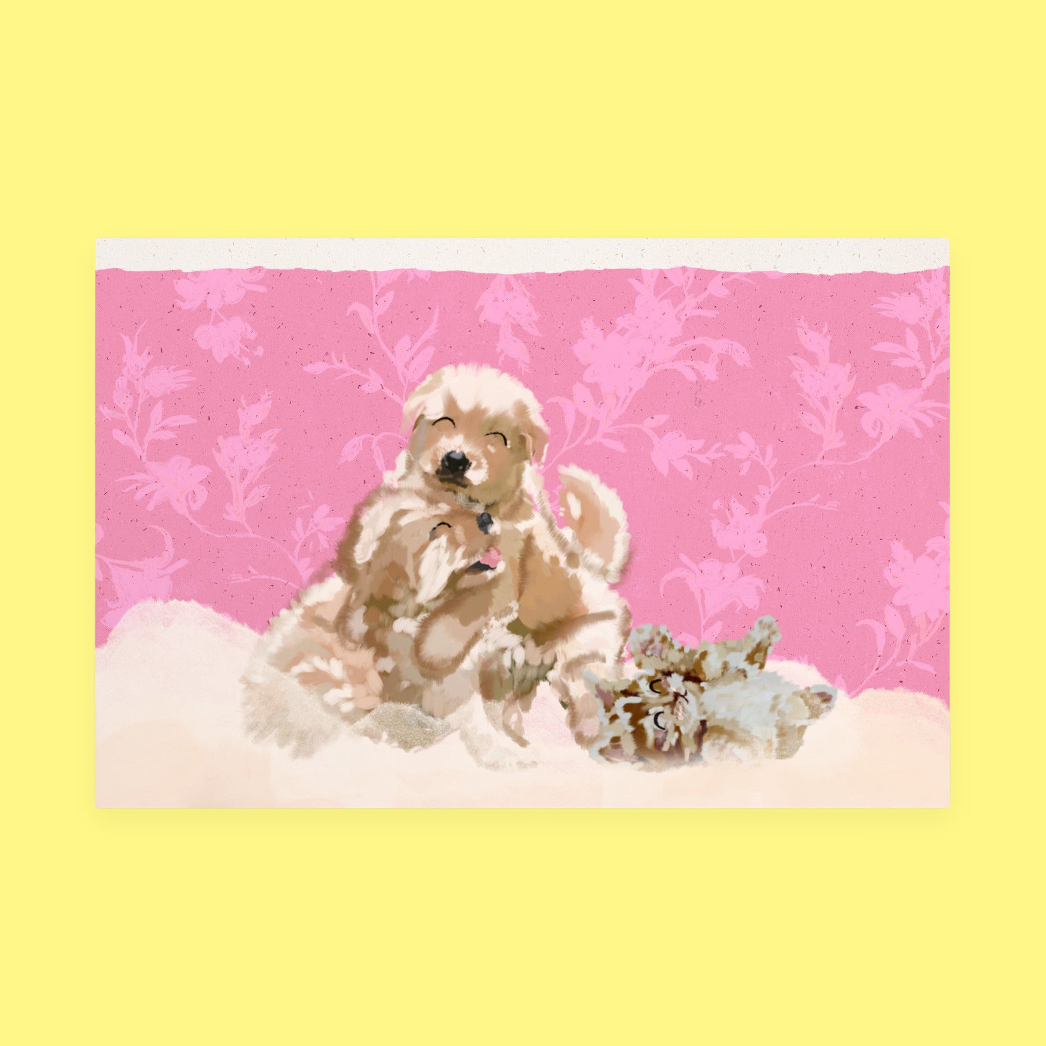 Pup & Kitten Pals Mini Art Print with original hand-painted artwork — view 3 of 3