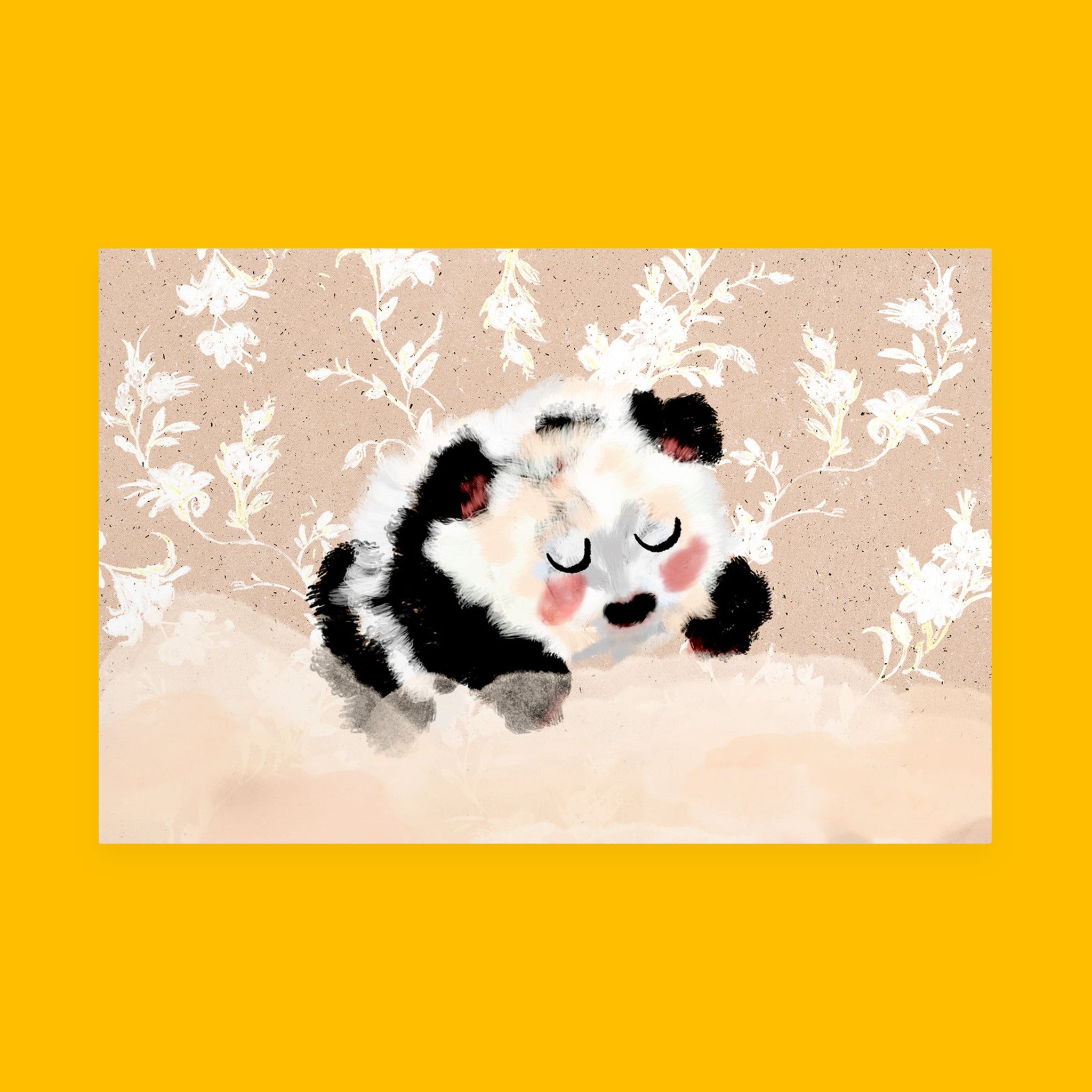 Sleepy Panda Mini Art Print with original hand-painted artwork — view 3 of 3
