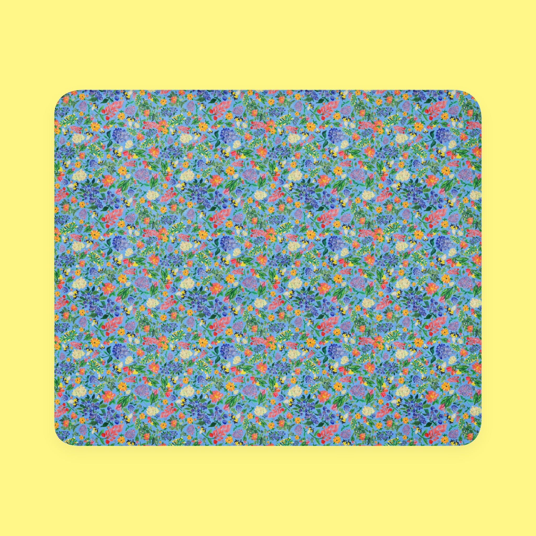 Mom's Garden in Blue Sherpa Throw Blanket with hand-painted garden florals — view 4 of 7