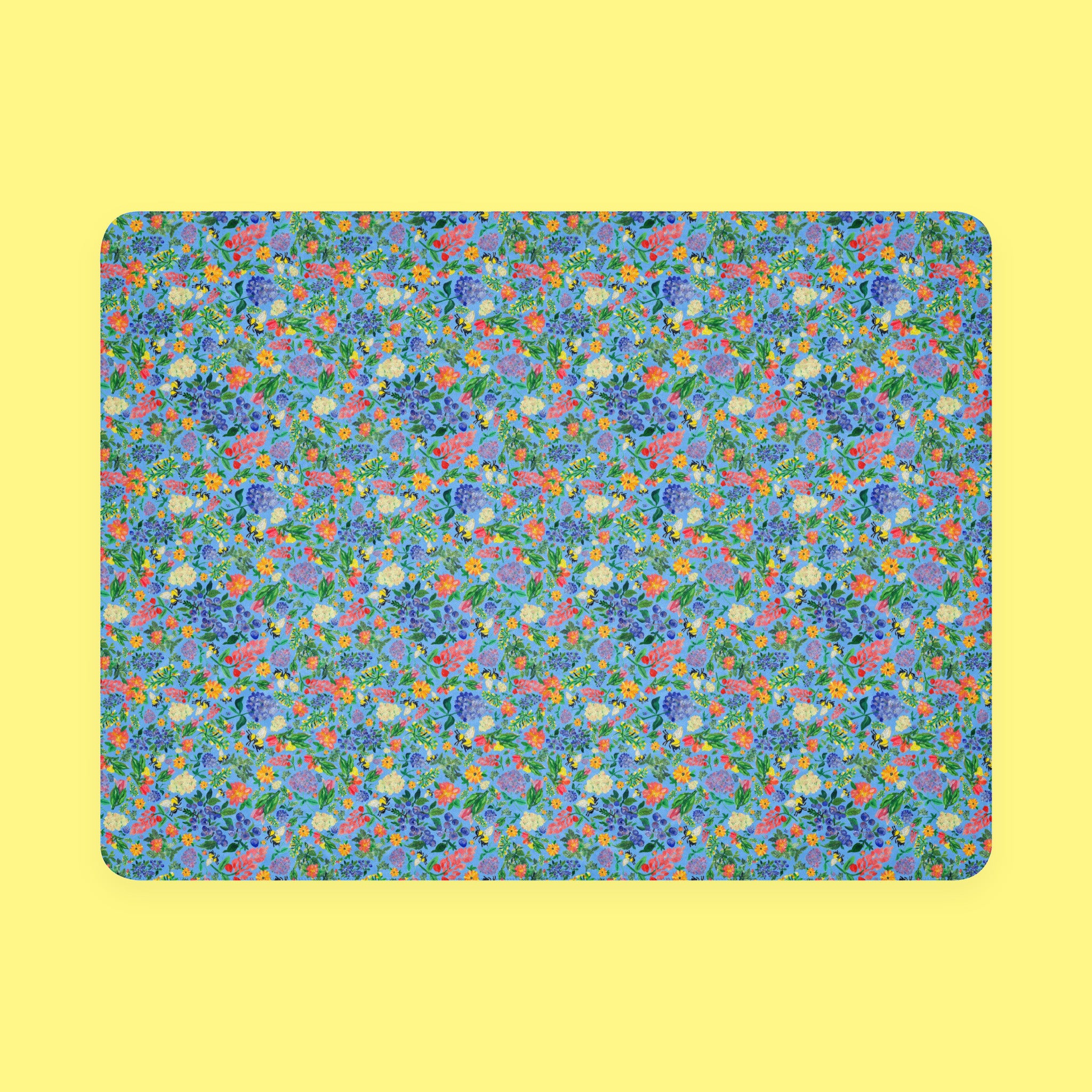 Mom's Garden in Blue Sherpa Throw Blanket with hand-painted garden florals — view 6 of 7