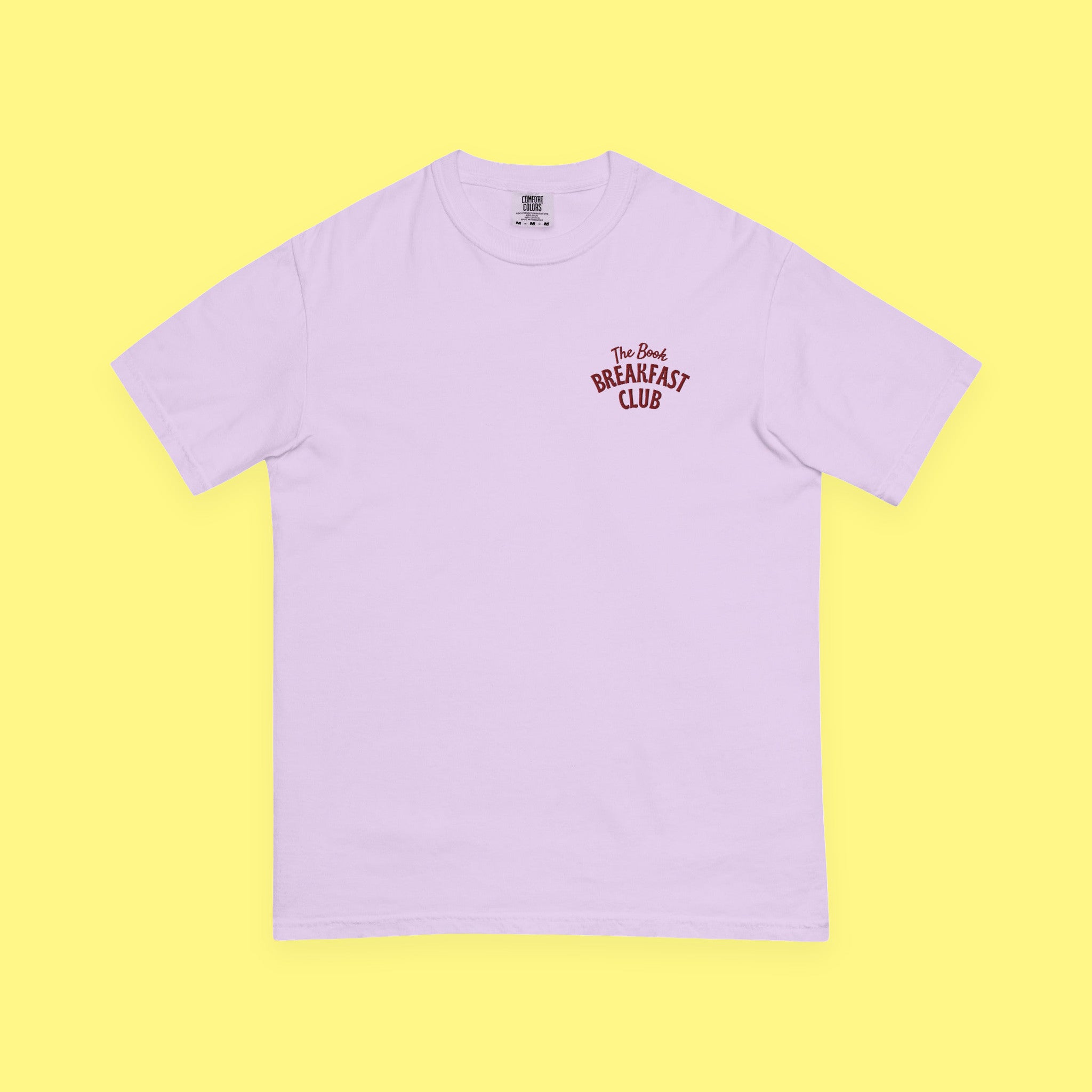The Book Breakfast Club Embroidered Heavyweight Tee with embroidered "The Book Breakfast Club" design