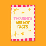 Thoughts Are Not Facts 24x36 mental health wall art poster on a tangerine orange background