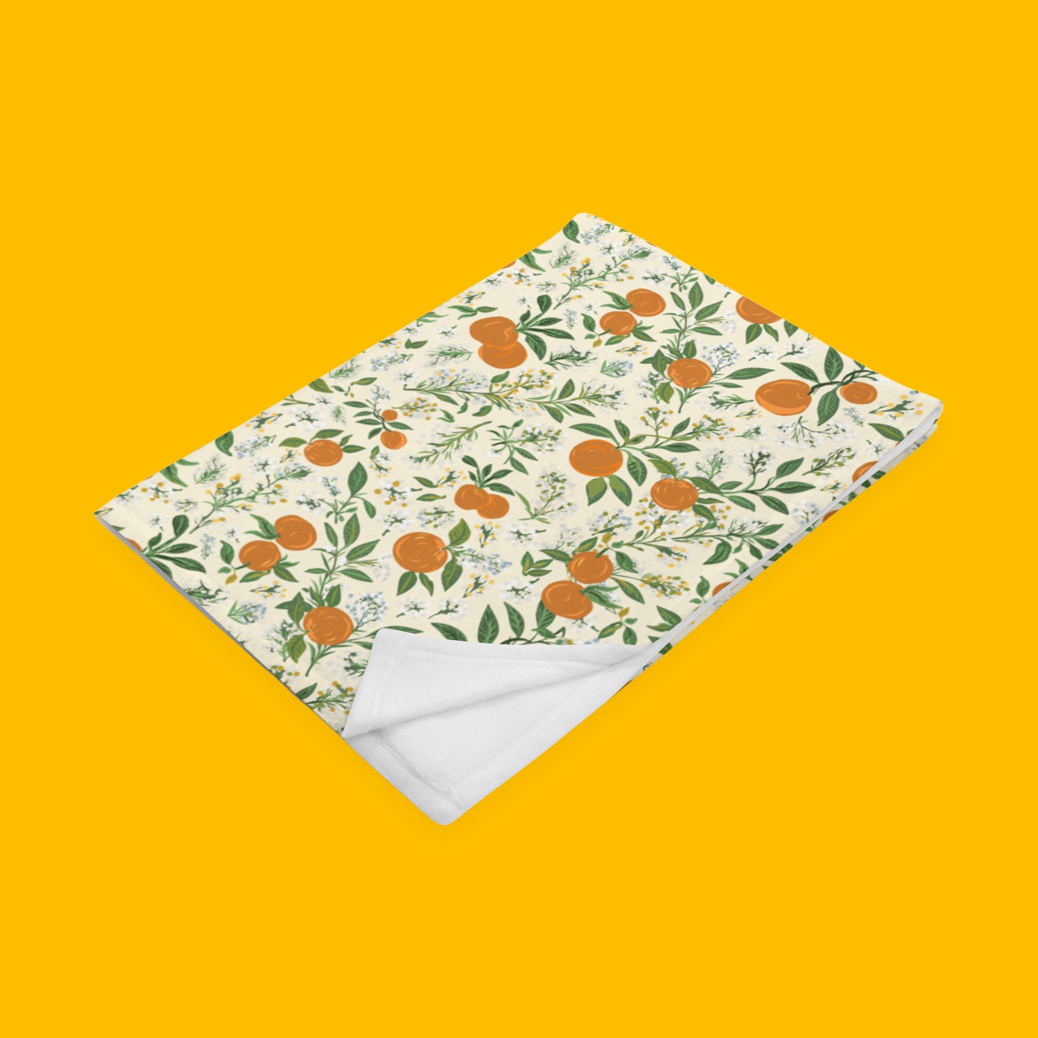 Harvest Bloom Cloud Throw Blanket with painted oranges and autumn blooms — view 3 of 3